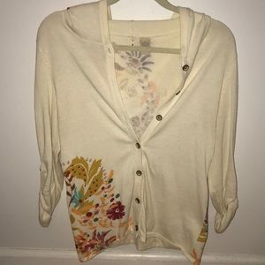 Anthropologie Moth Hooded Floral Cardigan